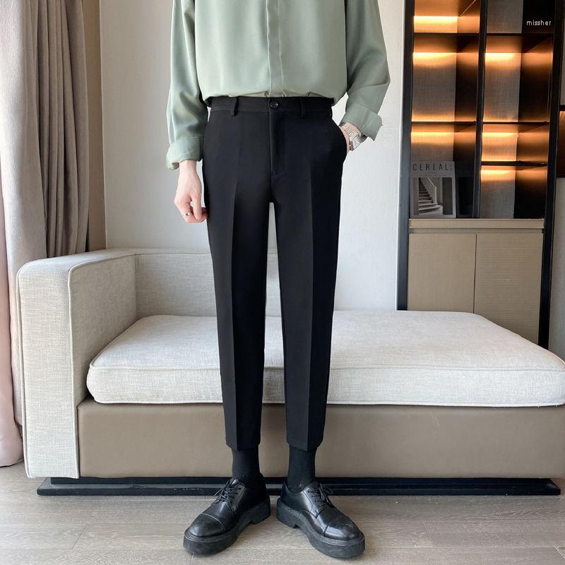 

Men's Suits 2023 Brand Summer Ankle-Length Pants Men Stretch Business Suit Classic Korea Straight Casual Formal Trousers Male H218, Black