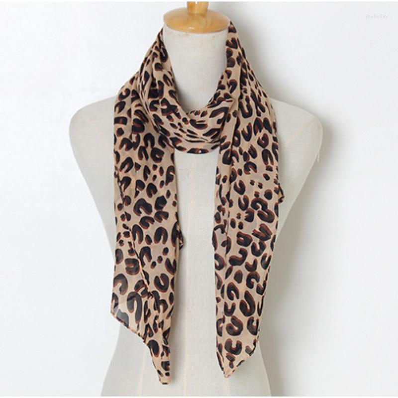 

Scarves Korean Style Chiffon Long Leopard Print Women Scarf Breathable Beach Sun Protection Travel Soft Neck Brace Fashion Shawl B45
