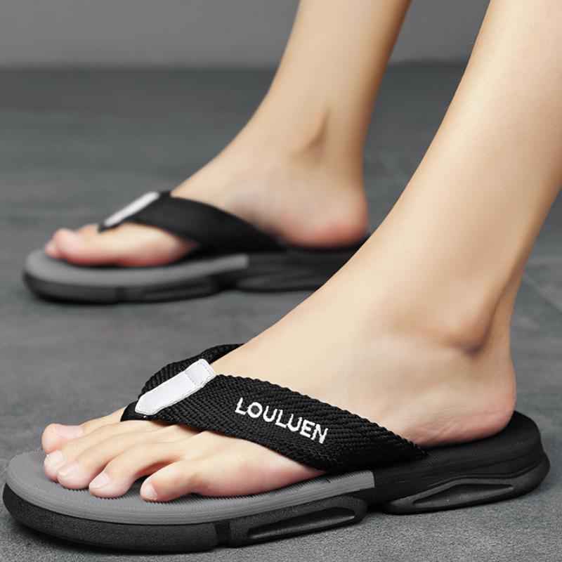 

Slippers For Men Summer Outdoor Casual Fashion Beach Flip Flops Indoor House Non-slip Flat Sandals Zapatillas Casa Hombre, Dark gray