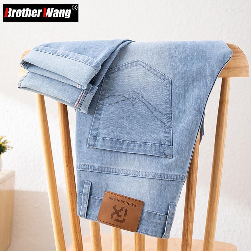 

Men's Jeans 2023 Spring Men's Light Blue Stretch Slim Anti-theft Zipper Design Regular Fit Denim Trousers Male Brand Clothing