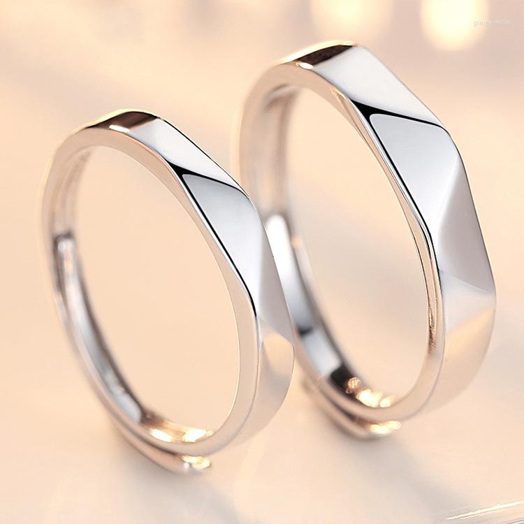 

Cluster Rings Japanese And Korean Simple Couple Open Diamond Faceted Wedding Women Jewelry Man Ring Men Accessories For Mens