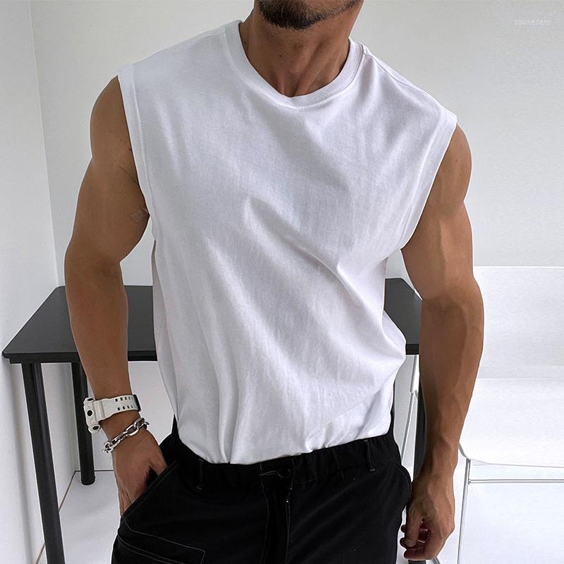 

Men's Tank Tops Streetwear Fashion Sleeveless Men 2023 Spring Summer Casual Loose Solid Color O Neck Vest Pullover Men's Clothes, 02 print