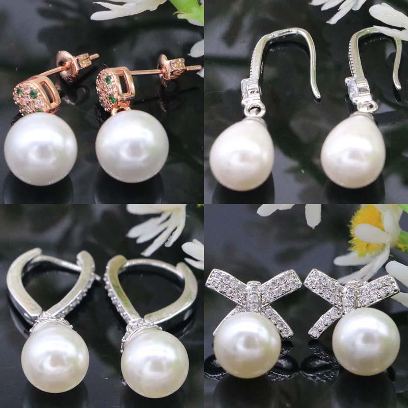 

Dangle Earrings 20x10mm Lovely Cute 2023 Arrival White Fresh Pearl CZ Females Gift Silver Fine Jewelry