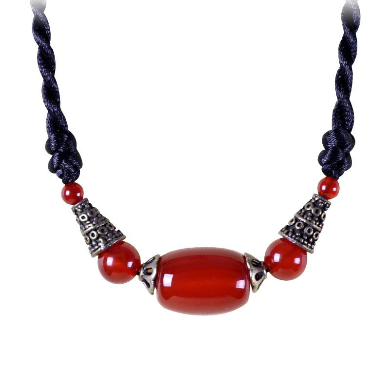 

Choker Ethnic Style Red Agate Jewelry Short Necklace Original Hand-woven Accessories Wild Clavicle Chain Ornament Women Chokers