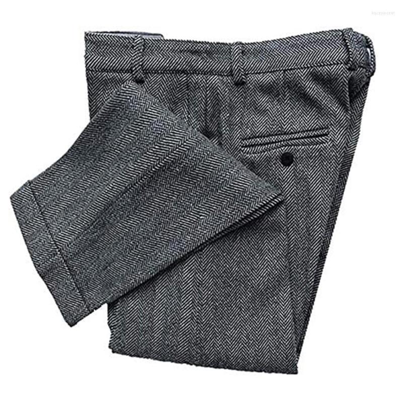 

Men's Suits Top Quality Men's Suit Pants Slim Fit Herringbone Solid Trousers For Men Business Hemmed Pant Formal Occasion Dresses, Grey
