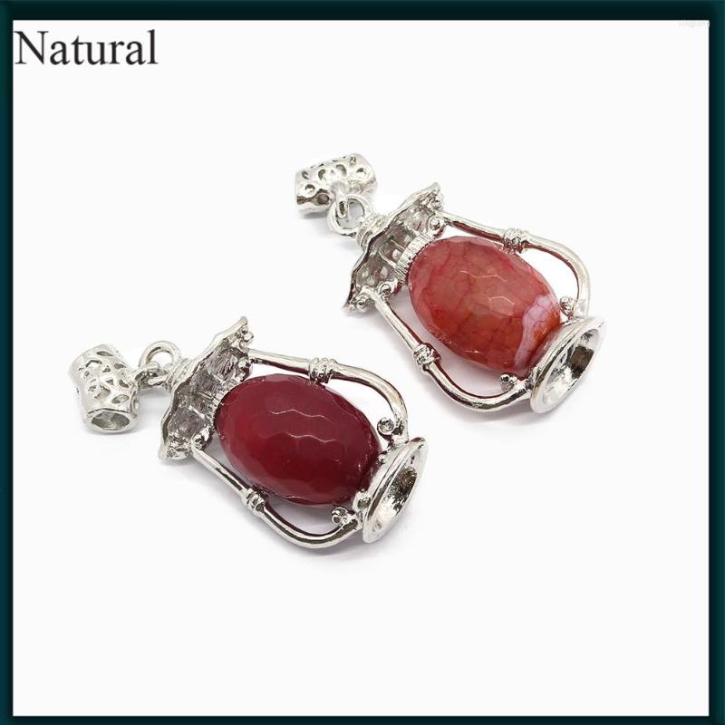 

Pendant Necklaces 1pcs Natural Stone Agate Oil Lamp Fashion Women Jewelry Creative DIY Necklace Earrings Accessories 31x51mm