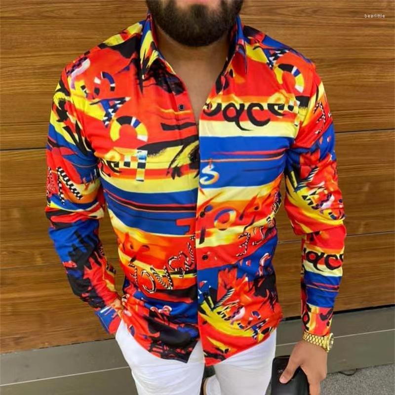 

Men' Casual Shirts Men Shirt Fashion Color Match Business Personality Classic Lapel Single Breasted Spring And Autumn Top, 04