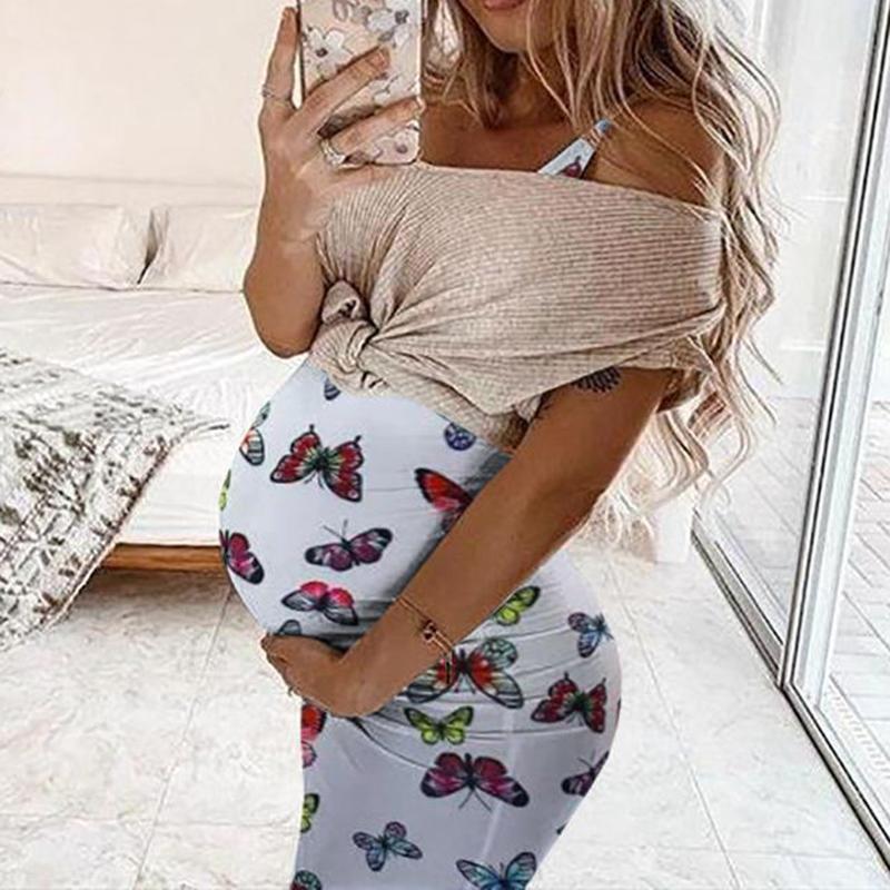 

Maternity Dresses 2023 Summer Pregnancy Women's Casual O-Neck Sleeveless Printing Long Skirt Vest Dress Pregnant Clothes, Black