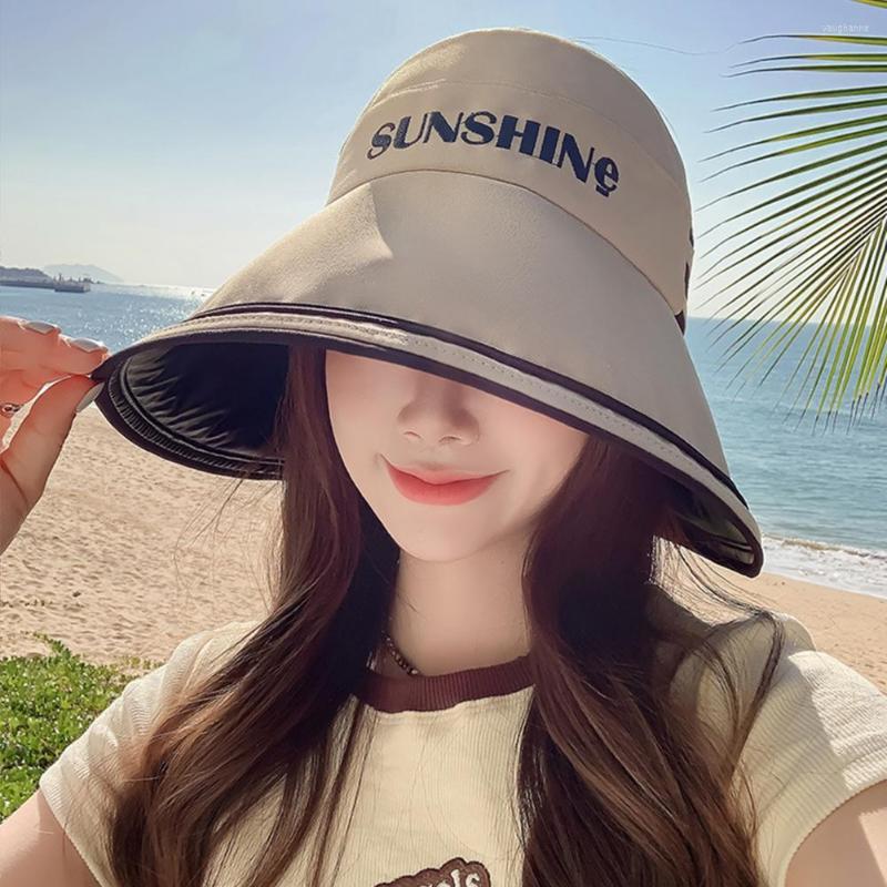 

Wide Brim Hats Chic Summer Hat Breathable Lady Outdoor Beach Sun Empty Top Lightweight Fashion Accessories, Beige