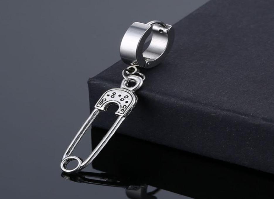 

Dangle Clip Hoop Earrings 316L Stainless Steel Punk Hip Hop Rock Ear Hoops Body Piercing Jewelry for Men and Women6457721