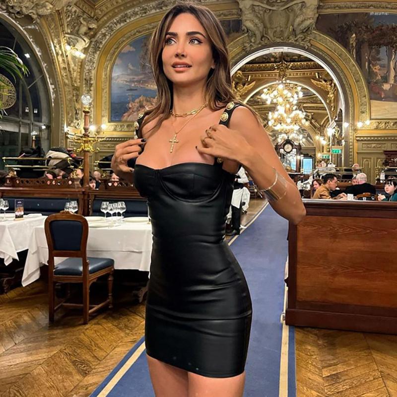 

Casual Dresses Spring 2023 Word Collar Sexy Low-cut Sling Backless Dress, Black