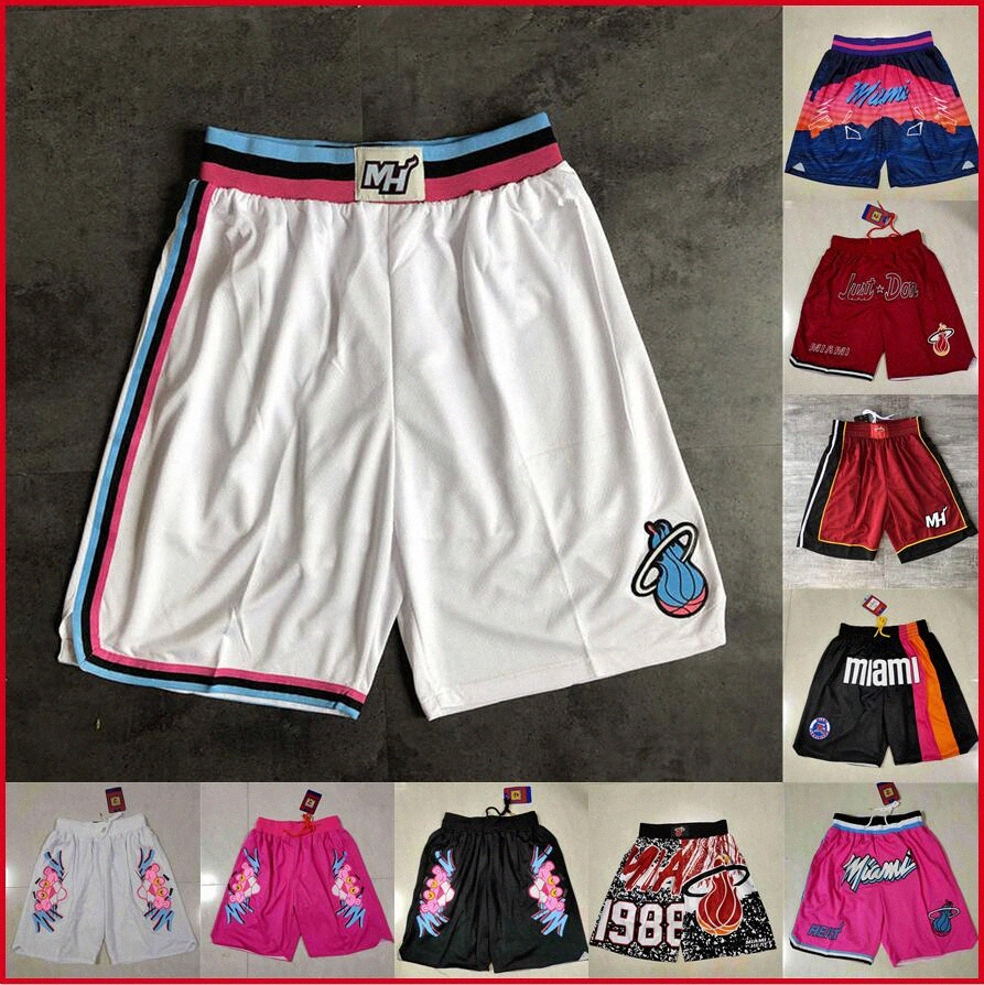 

Miami''Heat''men Throwback Basketball Shorts pocket Pant pantalon pantalones c6Zj#