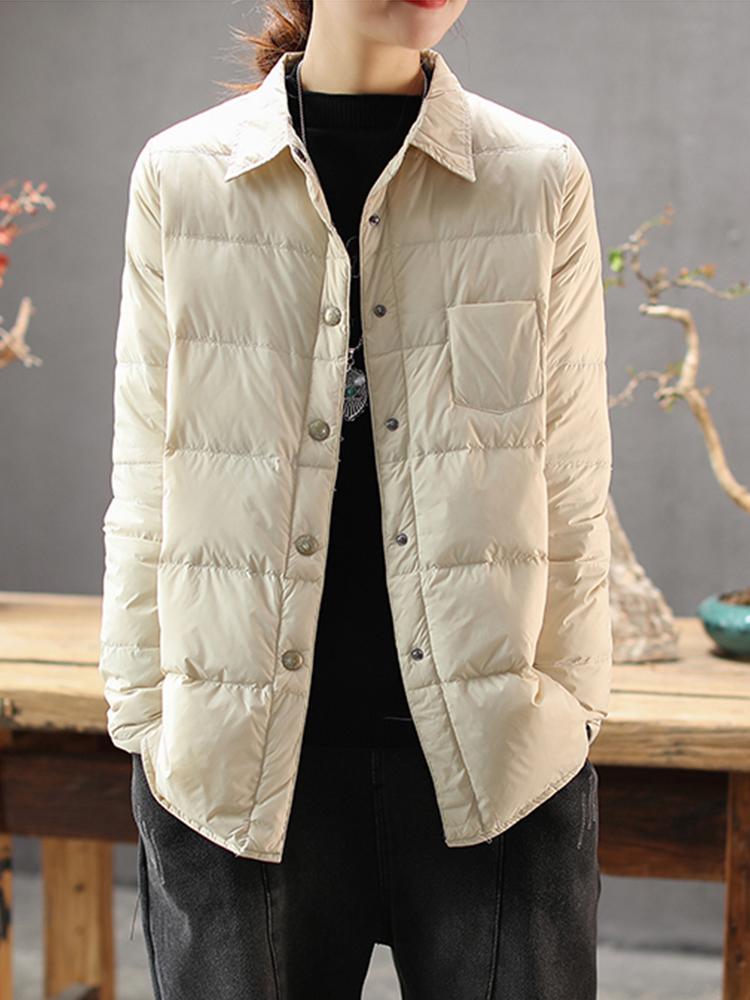 

Parkas Ailegogo 2022 Autumn Women Turndown Collar Down Coat Ultra Light 90% White Duck Down Jacket Single Breasted Windproof Parkas, Black