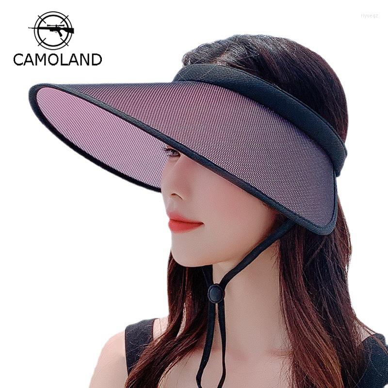 

Wide Brim Hats CAMOLAND UV Discoloration Women Sun Hat Large Lace Mesh Design Summer Outdoor Cycling Sunscreen Cap Travel Beach, White