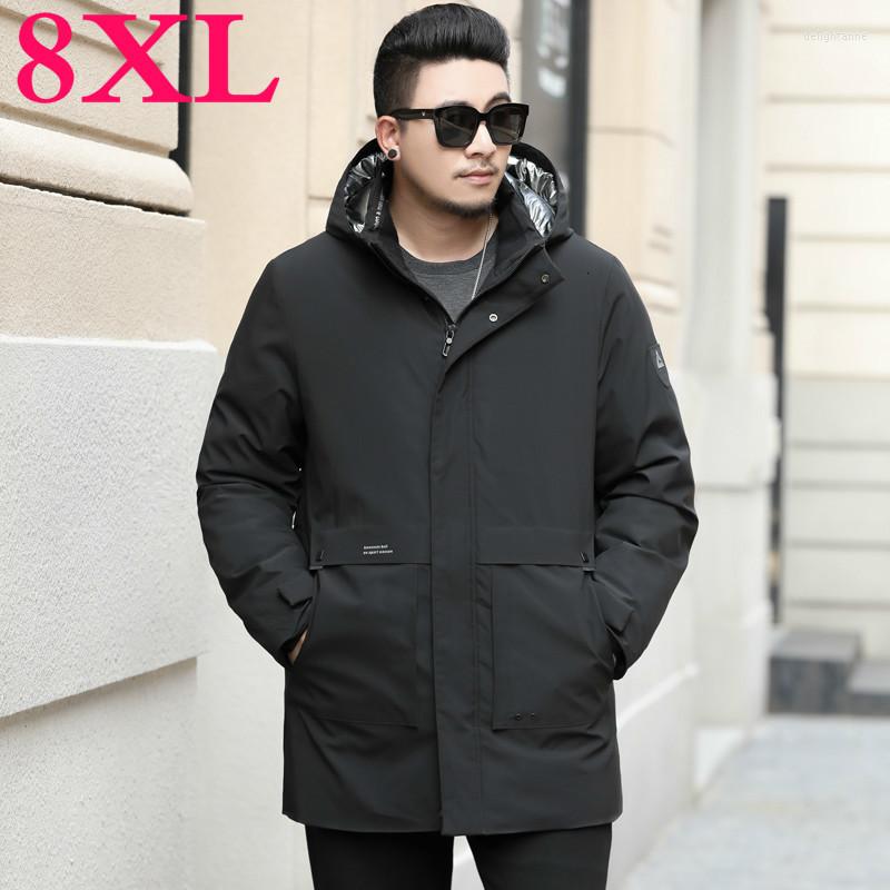 

Men's Down Plus Big Size 10XL 8XL 6XL 5XL 4XL Black Jacket Parka Winter Long Hooded Cloth Two Pockets Green Color Coat Male, Blue
