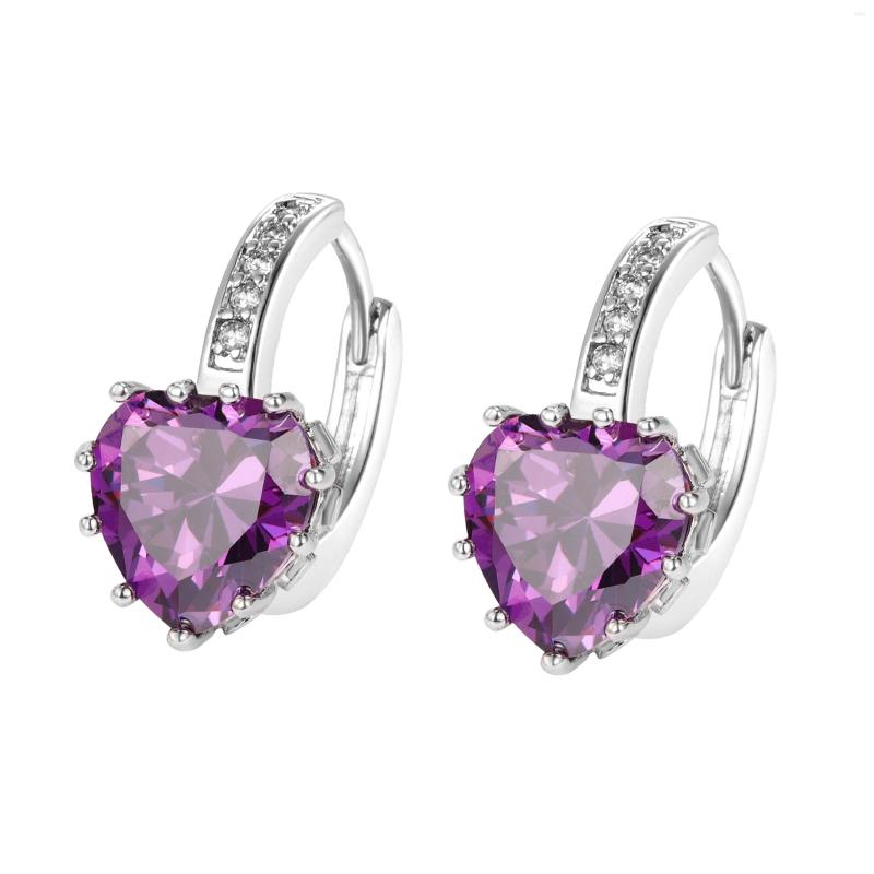 

Dangle Earrings Arrival Romantic Heart Purple Cubic Zirconia Stone Hook Drop For Women Girls
