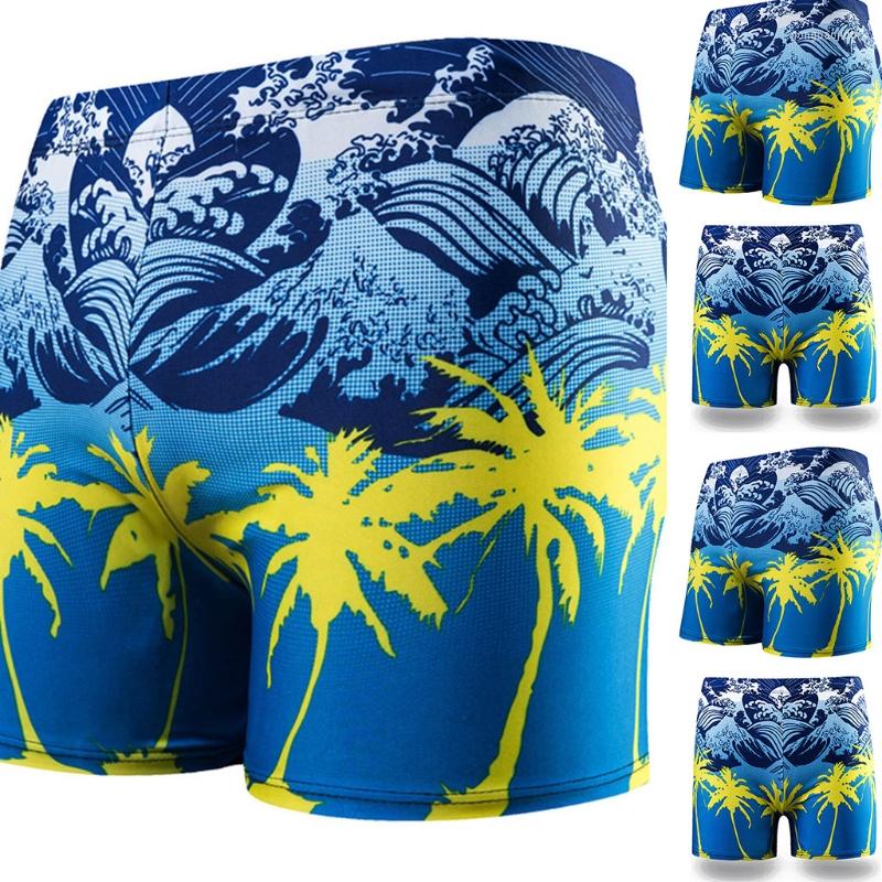 

Men's Swimwear Men Square Leg Swimsuit Coconut Tree Print Boxer Briefs Drawstring Swin Trunks, Xl