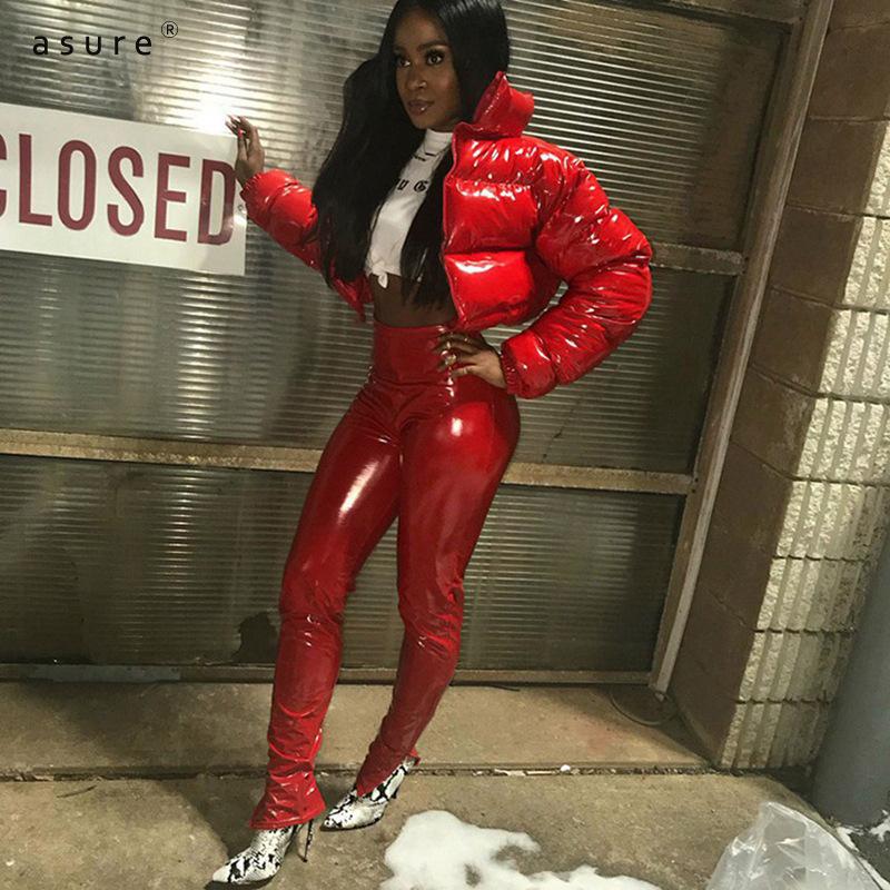 

Leather Woman Parkas Female Puffer Down Jacket Winter Quilted Bubble Coat Chaqueta Mujer Clothing Femme Windbreaker Outerwear A20666T, Blue pantsk21p10148