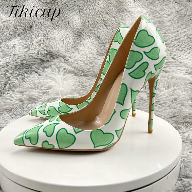 

Dress Shoes Tikicup Green Print Women Pointy Toe High Heel 12cm 10cm 8cm Thin Stiletto Pumps For Suit Plus Size 33-45, 12cm green