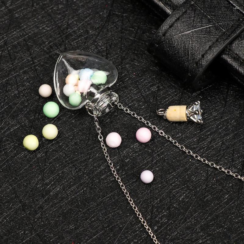 

Pendant Necklaces Fashion Glaze Vial Necklace Water Drop Heart Shaped Make Wishes Openable Essential Oil Steel Chain Jewelry