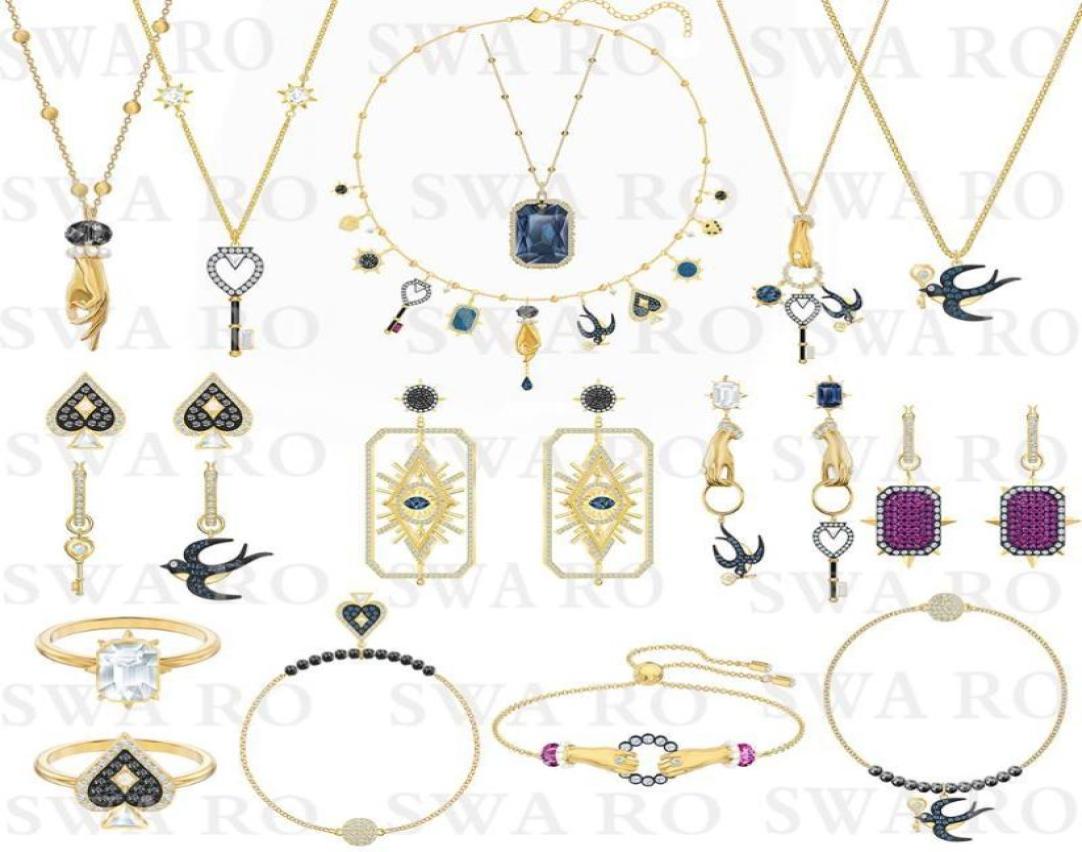 

TAROT MAGIC Necklace Set Mysterious Symbol Lucky Swallow Devil039s Eye Key Spades Female Jewelry Fashion Set Gift3032008, White