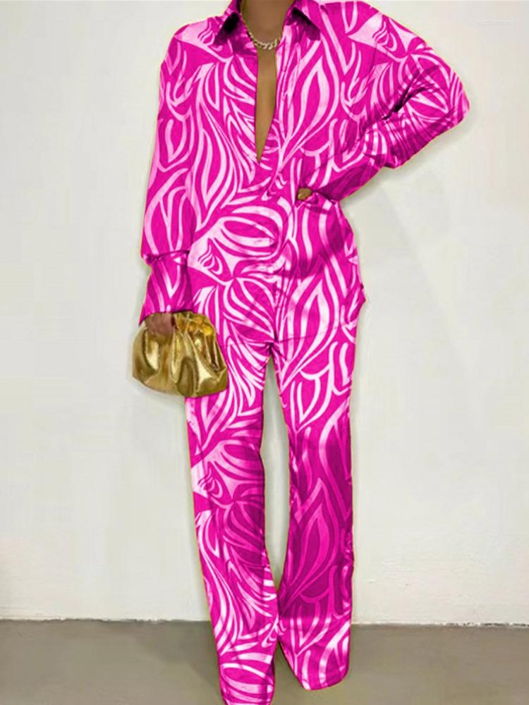 

Women' Two Piece Pants Spring Summer Fashion Set Women' Printed Long Sleeve Casual Split T-shirt Flared Slim 2 Sets Women, Blue