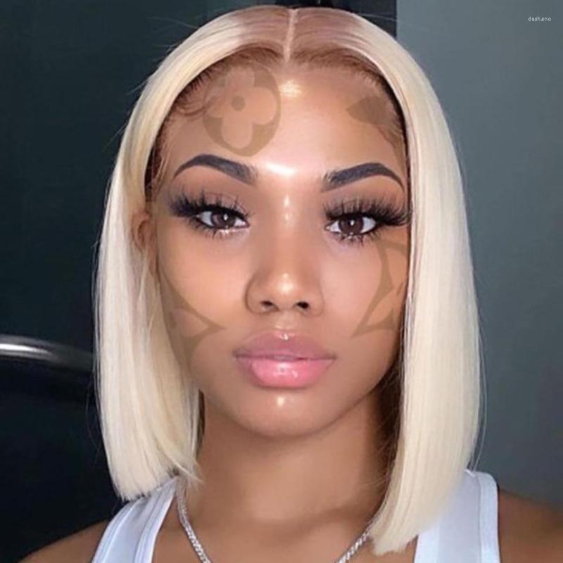 

Dark Root Honey Blonde Brown Colored 4 613 Ombre Short Bob Wig Lace Front Human Hair Wigs For Women, Picture shown