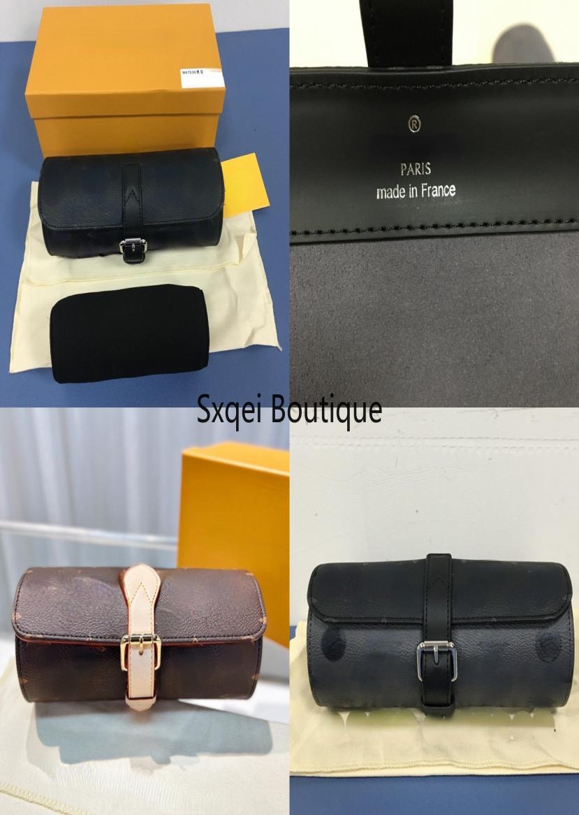 

2022 Luxury Designer Watch Case Designer Clutch for Men 3 Pcs Watch Protection Case Women Clutch Canvas Leather Waterproof Men H478582361, Deep brown