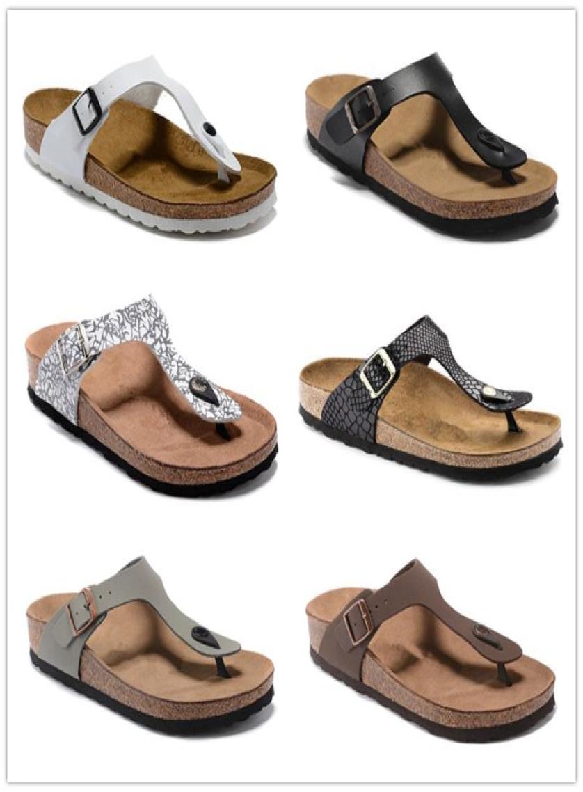 

Gizeh Paris Sliders Mens Womens Summer Cork slippers Beach Sandals Ladies Flip Flops Loafers Classic Mono gram Slides Brown Casual1974142