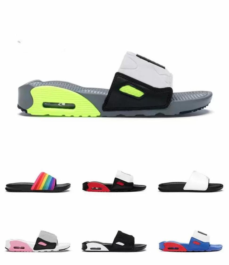 

Summer 90 Slides mens women MAX 90 SLIDE XC AM90 Beach Slippers volt black rose Game Royal Chile Red sports sandal sneaker outdoor4034753, Brown
