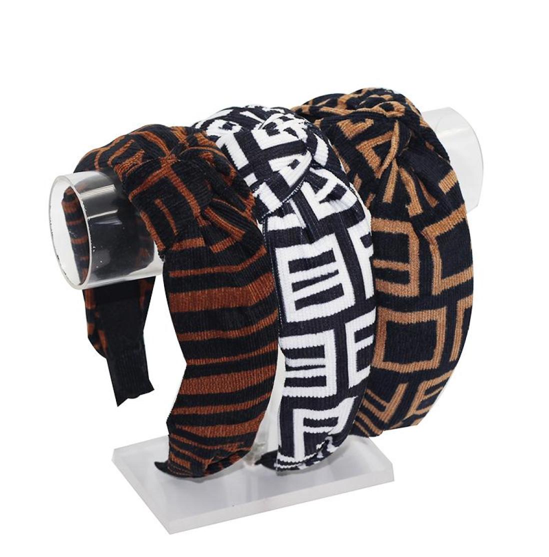 

Classic Vintage Designer Letters Printed Bowknot Headband Simple Retro Women Wide Edge Cross Knotted Hair Hoop Turban Headwr1321297