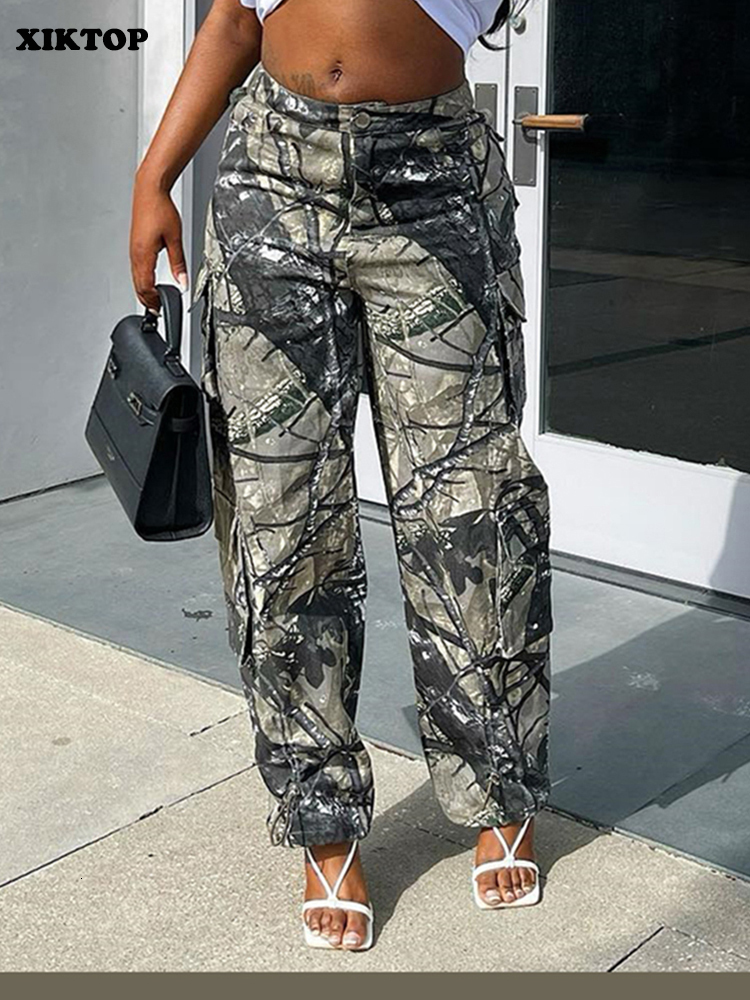 

Women  Pants  XIKTOP Camouflage Cargo Women Autumn Vintage Pockets Trousers Harajuku Y2k Casual Hipster Streetwear Grunge 230420, Multi
