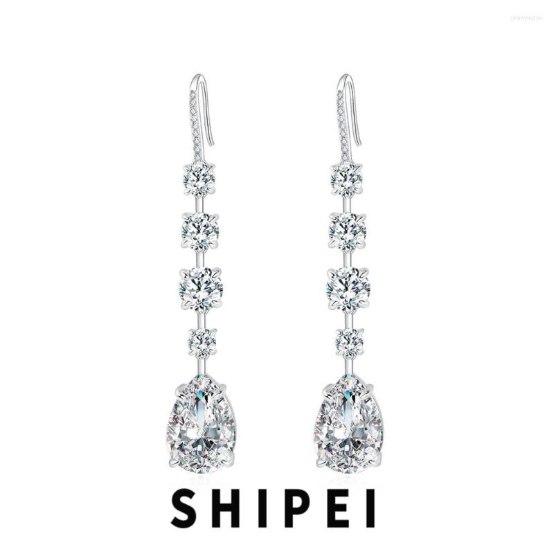 

Dangle Earrings SHIPEI 925 Sterling Silver Pear Cut 7CT White Sapphire Gemstone Drop Wedding Engagement Fine Jewelry For Women