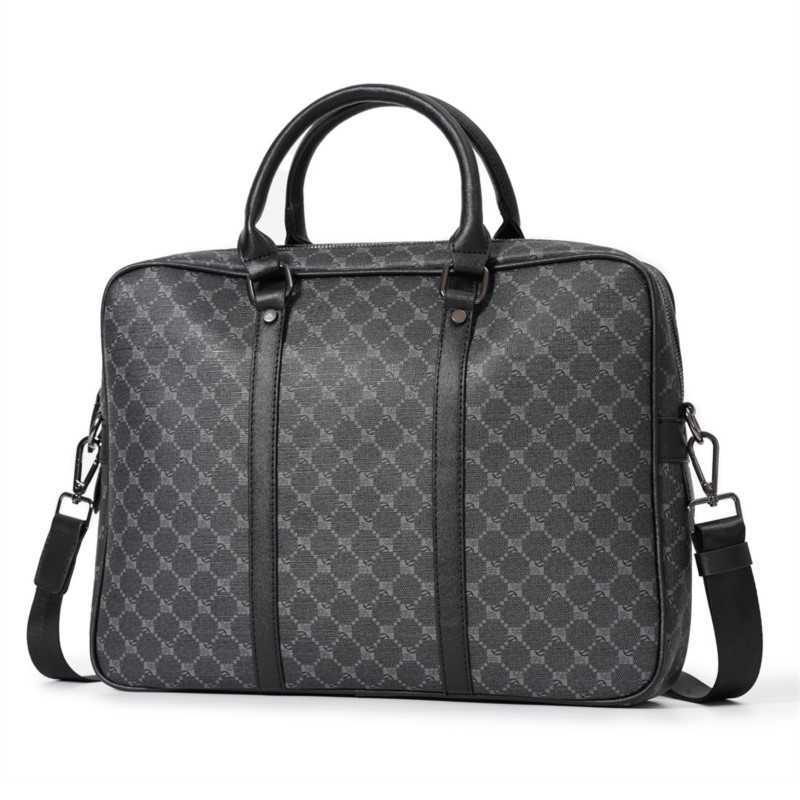 

shopping bags Luxury Brand New Briefcase Business 14 inch Laptop Handbag for Men Large Capacity Men's leather Fashion designer Shoulder Bag 230417, Black