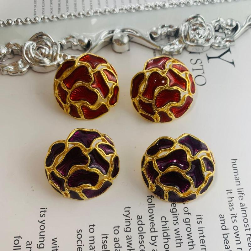

Stud Earrings Medieval Vintage Round Irregular Enamel Color Versatile