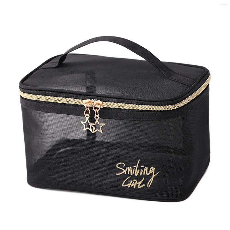 

Cosmetic Bags Women Storage Travel Portable Makeup Bag Wash Large Capacity Durable Zipper Mesh Toiletry Organizer Office Case Home, Octagonal