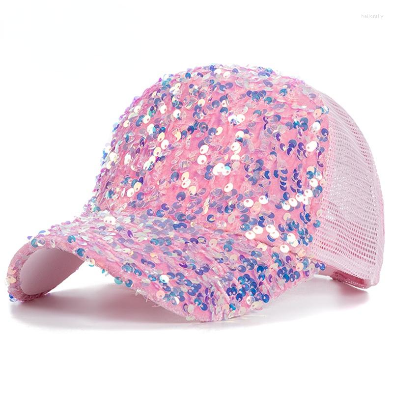 

Ball Caps Sequin Baseball Cap Outdoor Adjustable Streetwear Hat Fashion Women's Summer Sequins Shiny Female Hats For Men, 02 pink