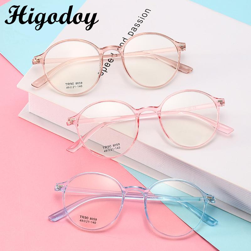 

Sunglasses Frames Fashion Higodoy Round Oversized Computer Anti Blue Glasses Frame Retro Vintage Women Eye TR 90 Legs Eyeglasses