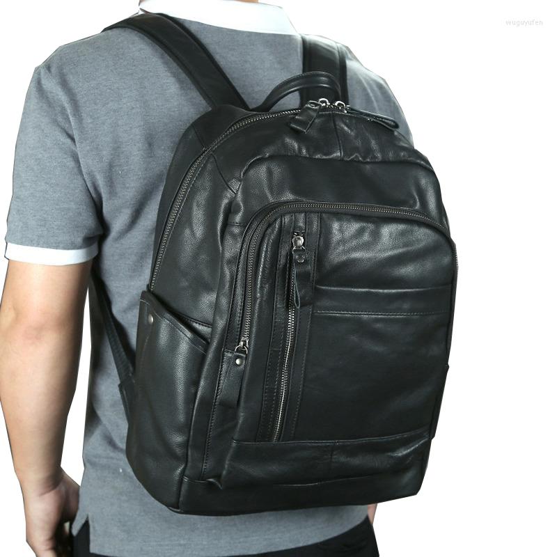 

Backpack Men Women Genuine Leather Backpacks For Teenagers Luxury Designer Casual Large Capacity Laptop Bag Male Travel Bags, Picture shown