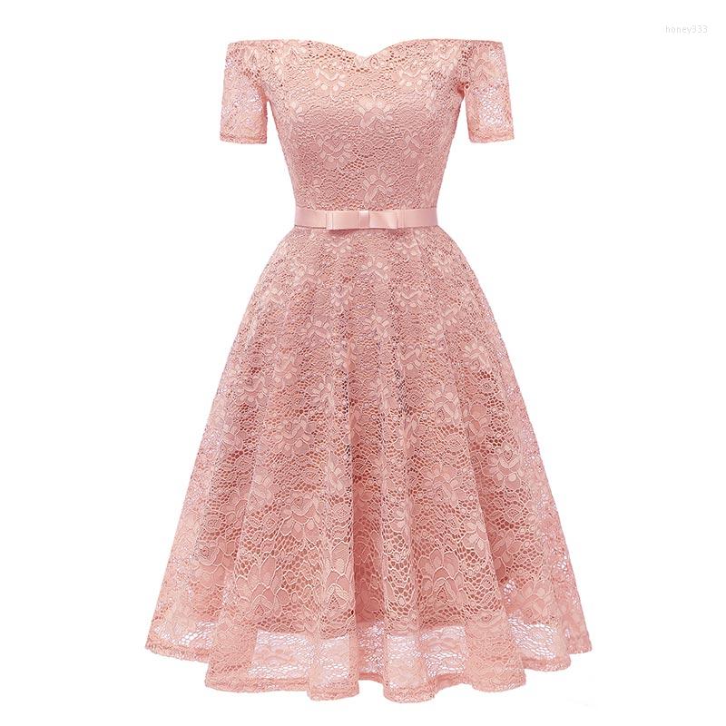 

Party Dresses Women's Full Dress Lace V-Neck A-line Cocktail With Bow, Red