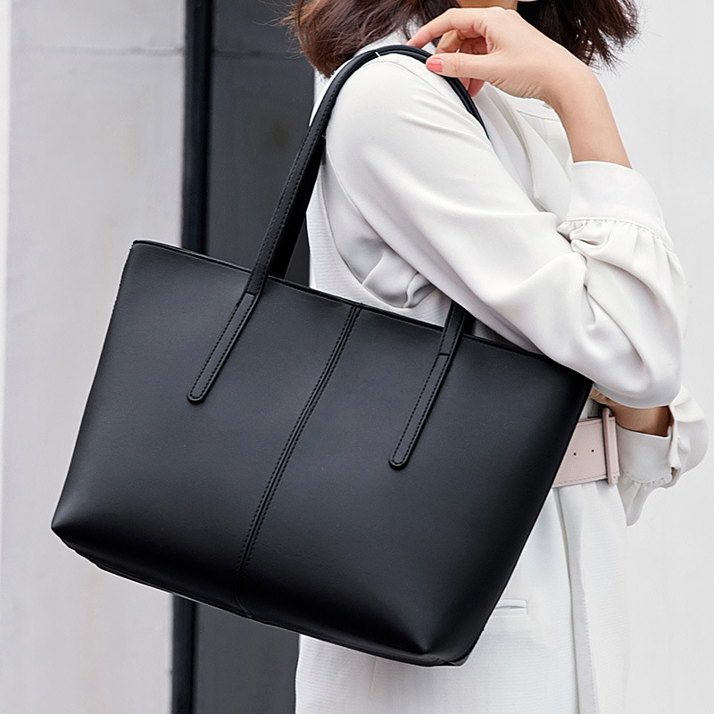 

Simple Tote Bag Fashion Women's Bag PU Outdoor Shopping Handbag, Black