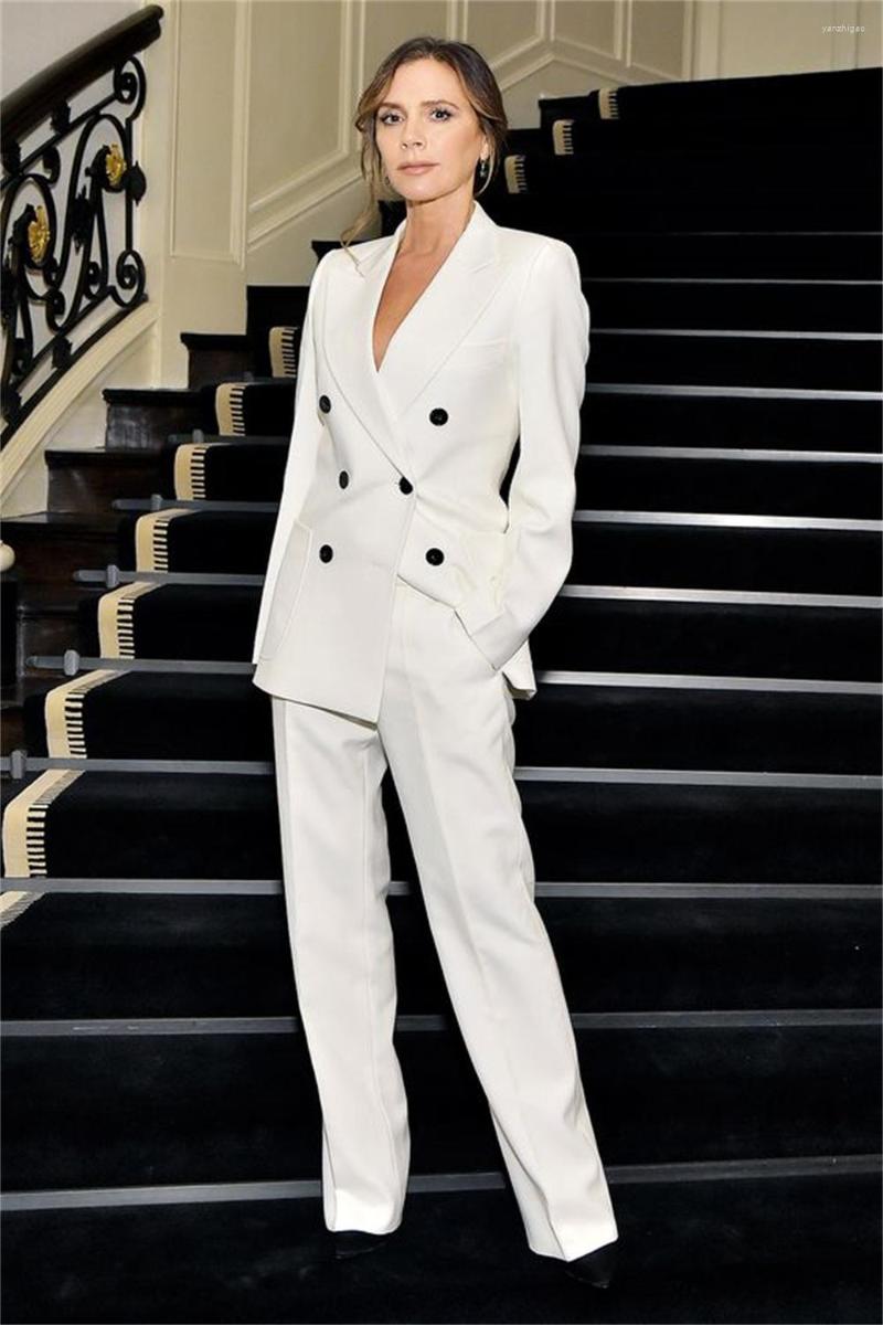 

Women's Two Piece Pants Women's Blazer Set Of 2 Formal Office Work Party Prom Fashion Jacket Ladies Trousers, White