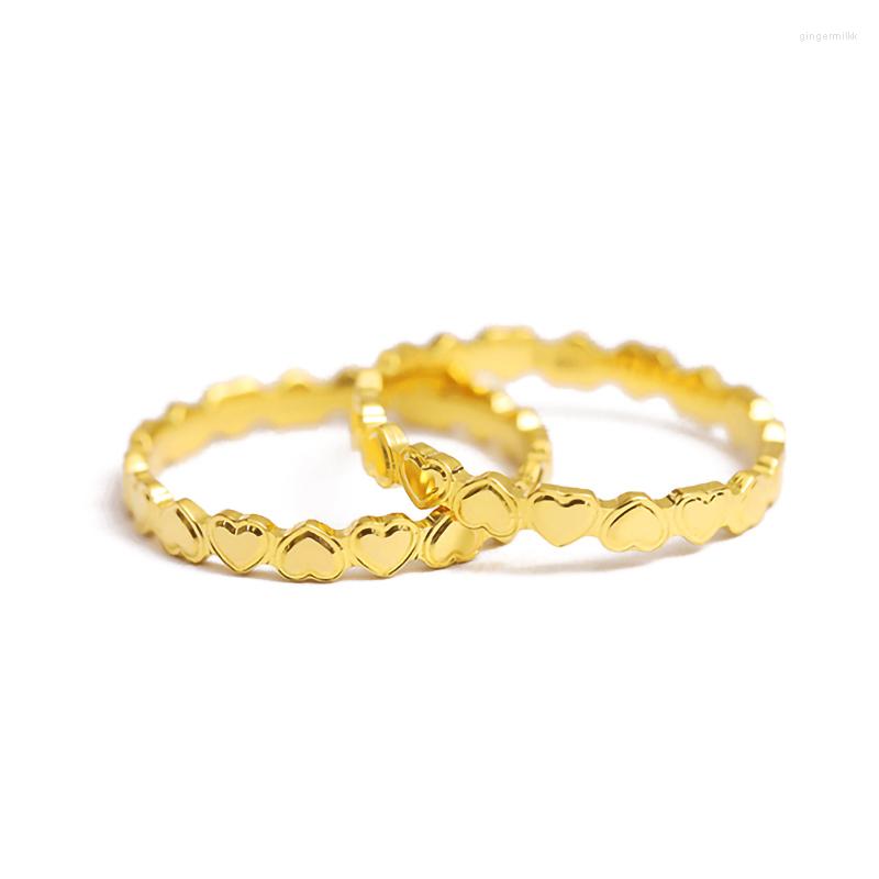 

Cluster Rings Love Heart Ring For Women Girls Gold Color Titanium Steel Accessories Fashion Charm Jewelry Gift Wholesale(GR805)