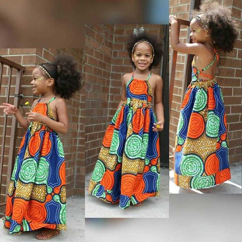 

Childrens Summer Girls Dresses Bohemian Style Sleeveless Strap Backless Dress, Orange cc01137-as