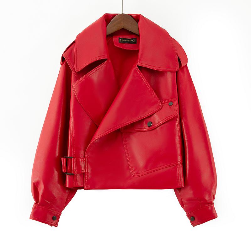 

Jackets New Women Autumn Winter Pu Leather Jackets Female Coat Turn Down Collar Biker Leather Jacket High Street Leather Jackets, Black