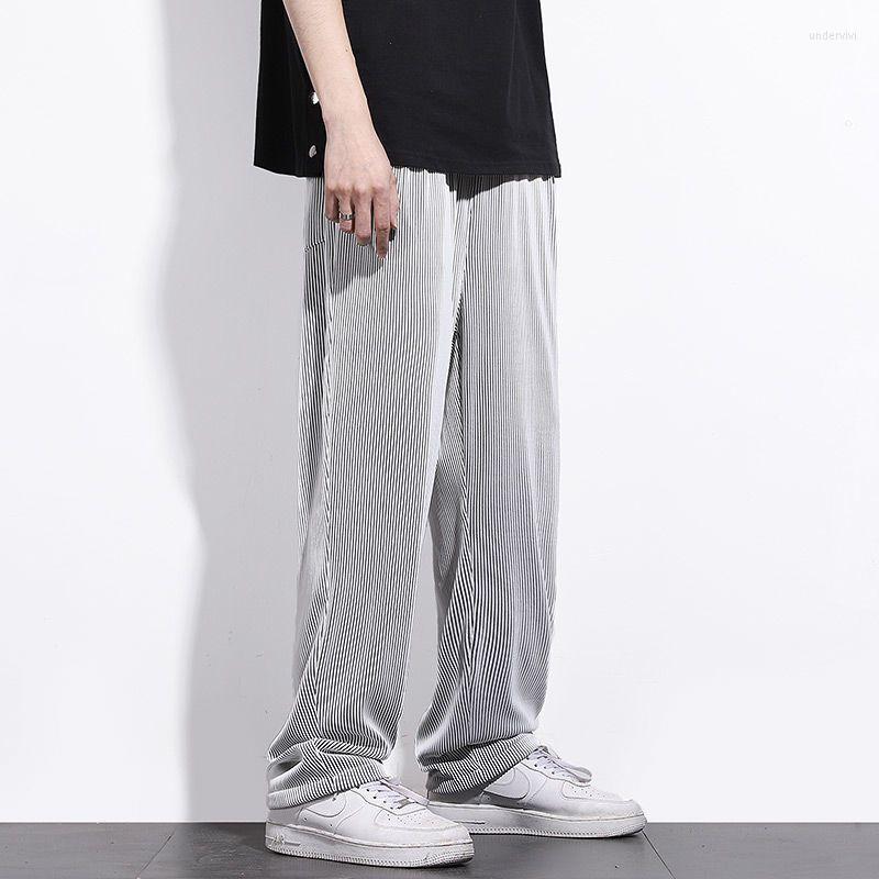 

Men's Pants 2023 Summer Loose Ice Silk Men's Drape Size Long Clothes Fat Casual Sports Trousers Wide Leg Straight Tide Brand U60, K42 black
