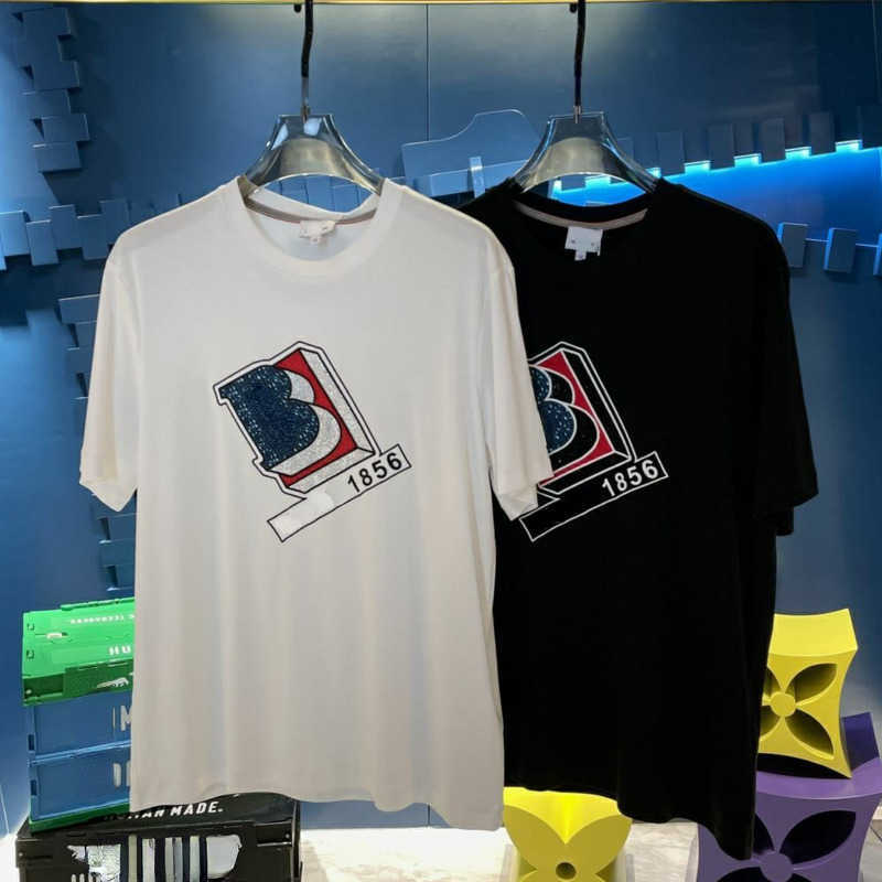 

bby short sleeved t shirt mens sweatshirt men women round neck tee designer Tshirt burb print loose cotton luxury T-shirt tank top 3xl 4xl, No logo white t-shirt