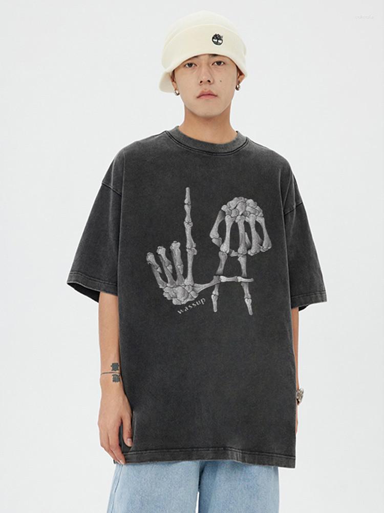 

Men' T Shirts 2023 Summer Fashion Brand Loose American Style Heavy Vintage Washable Short Sleeve Men' T-shirt, Black
