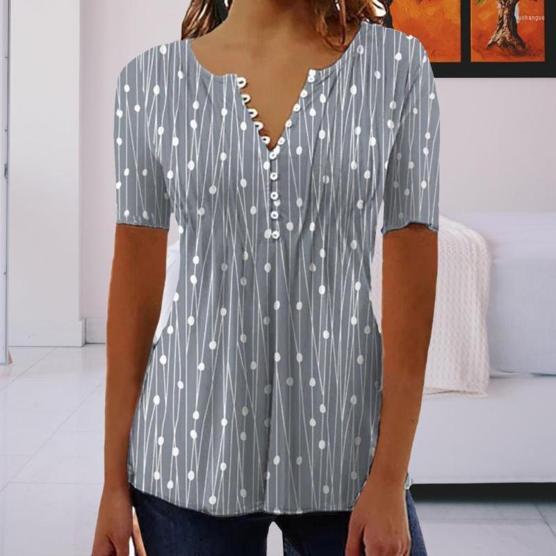 

Women's Blouses Stylish Women Summer T-shirt Short Sleeves Pullover Color Matching Mid Length Blouse Lady Garment, Green