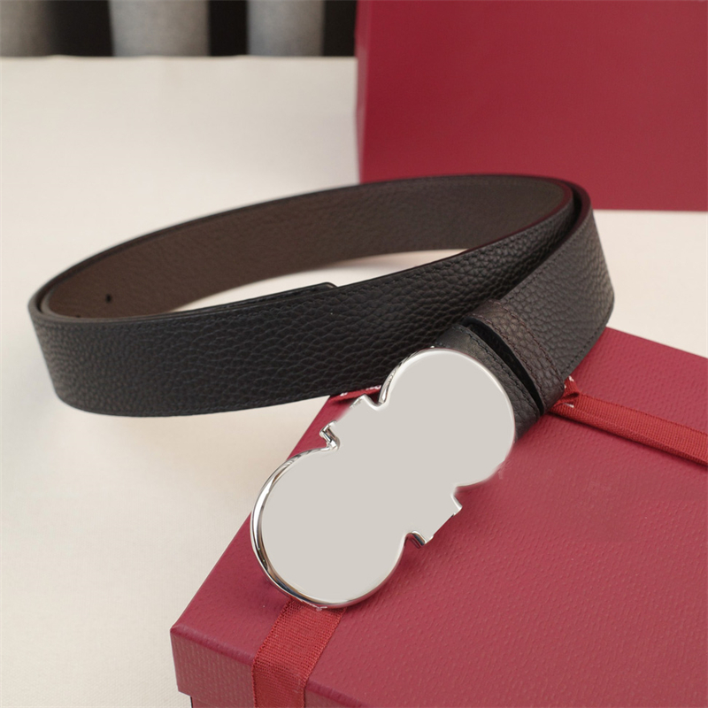 

Designer Brand Women Skirts Men Formal Waistband Double Sided Lychee Pattern Belt Copper Buckle Leather belts Cintura Width 3.5cm No Box, Black